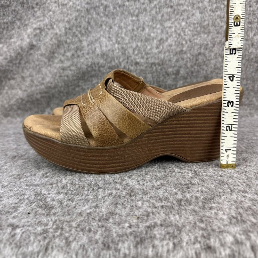 ✅Womens 8M Eddie Bauer Wedge Sandals Leather Upper Slip-On Brown Strappy Casual - Picture 9 of 14